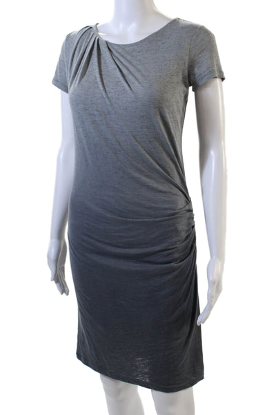 Theory Womens Short Sleeve Round Neck Ombre Casual Tunic Top Gray Size S