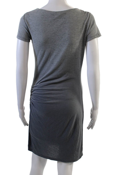 Theory Womens Short Sleeve Round Neck Ombre Casual Tunic Top Gray Size S