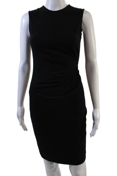 Theory Womens Textured Round Neck Sleeveless Fitted Dress Black Size S