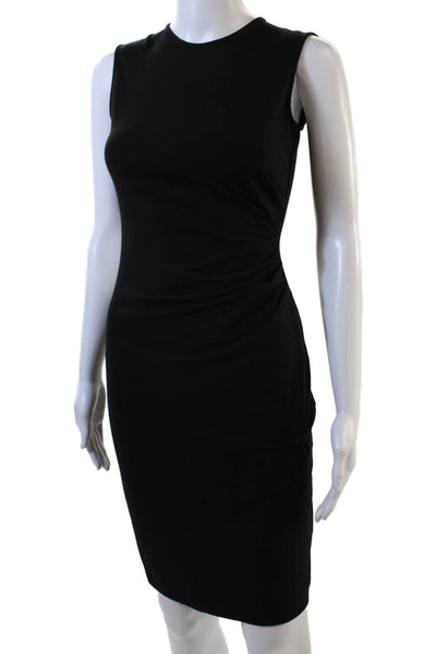 Theory Womens Textured Round Neck Sleeveless Fitted Dress Black Size S