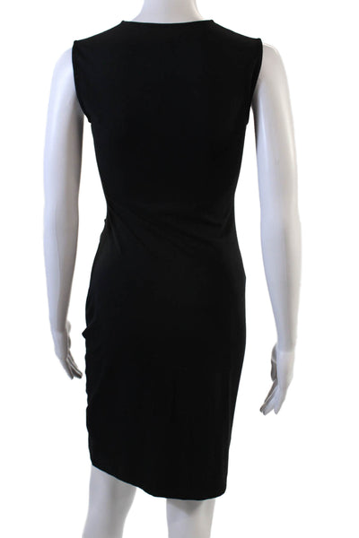 Theory Womens Textured Round Neck Sleeveless Fitted Dress Black Size S
