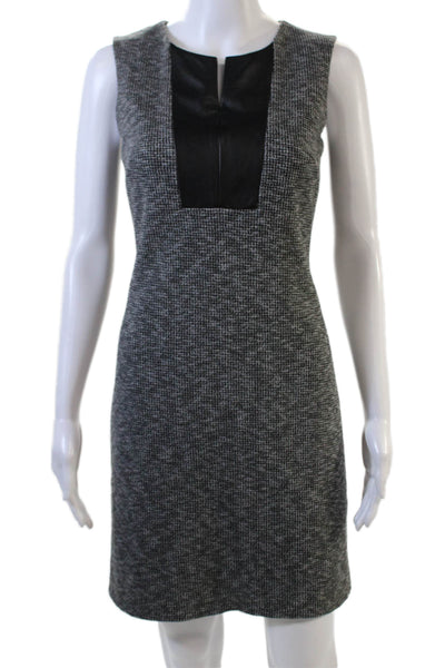 Theory Womens Round Neck Sleeveless Tweed Lined Pencil Dress Gray Size 0