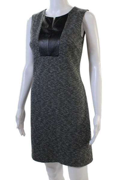 Theory Womens Round Neck Sleeveless Tweed Lined Pencil Dress Gray Size 0