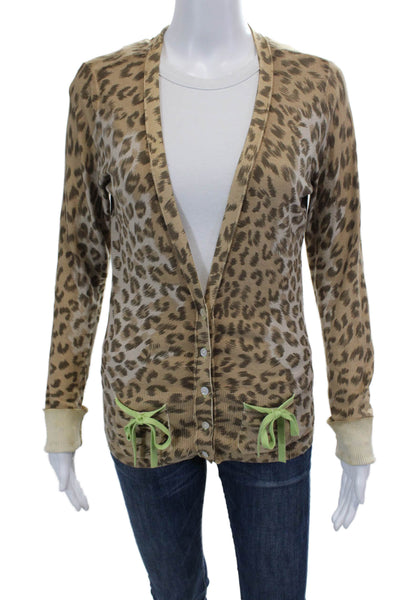 Lilly Rubin Womens Cotton Long Sleeve Animal Printed Top Brown Size 08
