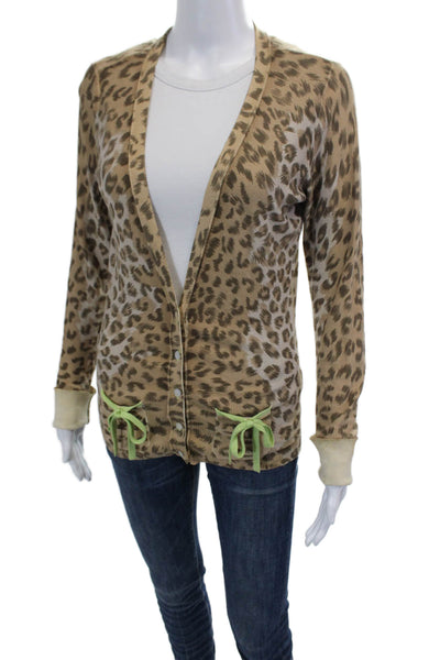 Lilly Rubin Womens Cotton Long Sleeve Animal Printed Top Brown Size 08
