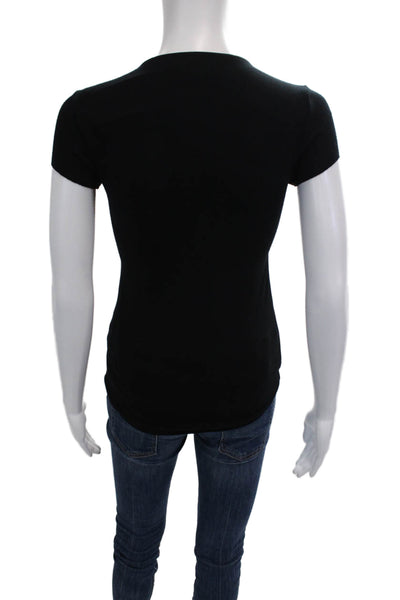 Bailey 44 Womens Textured Lined Short Sleeve Round Neck Top Black Size EUR 44