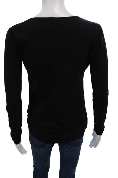 Theory Womens Textured V-neck Long Sleeve Lined Blouse Black Size S