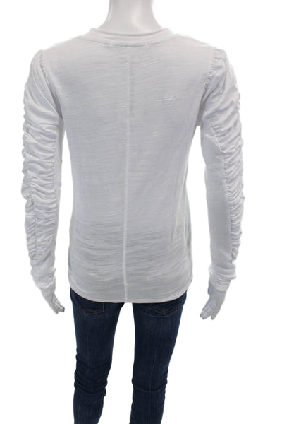 We The Free Womens Cotton Long Sleeve Round Neck Top White Size XS