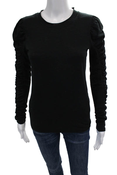 We The Free Womens Cotton Round Neck Long Sleeve Casual Top Black Size S