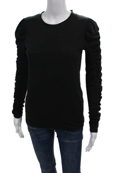 We The Free Womens Cotton Round Neck Long Sleeve Casual Top Black Size S