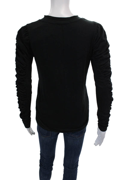 We The Free Womens Cotton Round Neck Long Sleeve Casual Top Black Size S