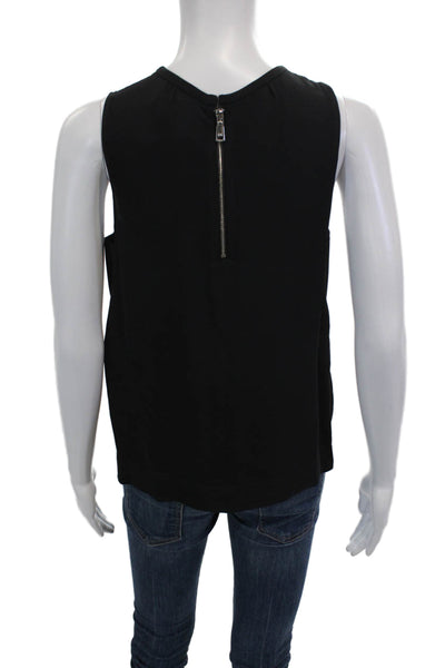 Bimba Y Lola Womens Textured Sleeveless Round Neck Tank Top Black Size XS