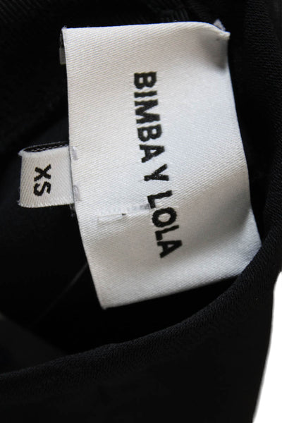 Bimba Y Lola Womens Textured Sleeveless Round Neck Tank Top Black Size XS
