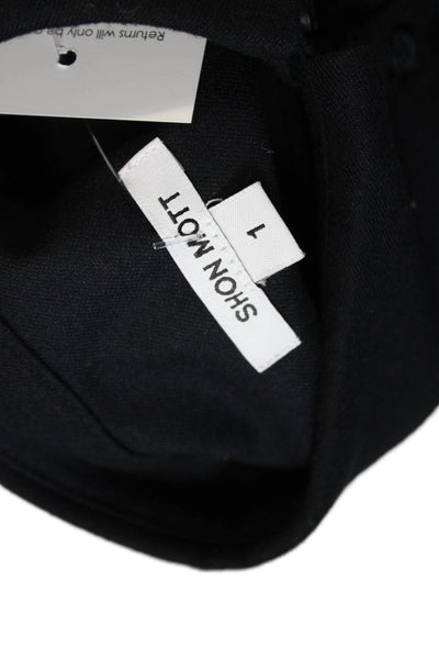 Shon Mott Womens Textured Long Sleeve Button Up Collar Blouse Black Size 01