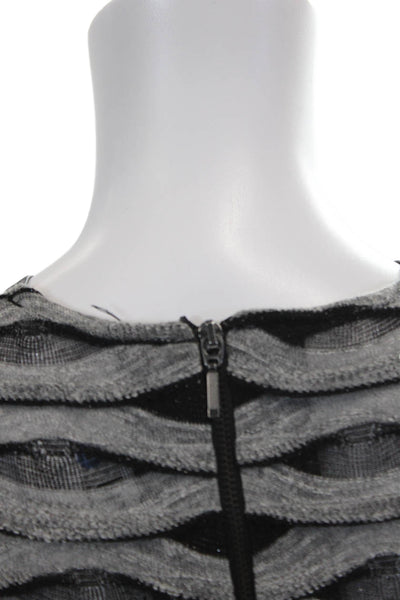 Twenty Womens Sleeveless Round Neck Zip Stripe Knit Tank Top Gray Size XS