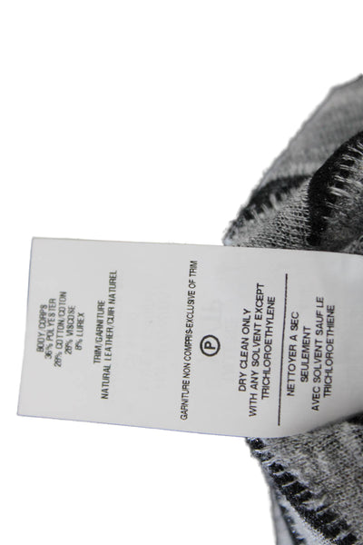 Twenty Womens Sleeveless Round Neck Zip Stripe Knit Tank Top Gray Size XS