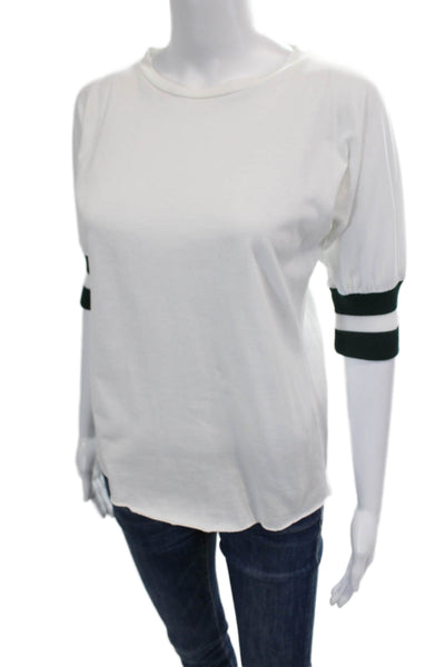 Maggie Marilyn Womens Cotton Short Sleeve Round Neck Top White Size M