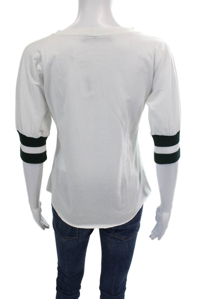 Maggie Marilyn Womens Cotton Short Sleeve Round Neck Top White Size M