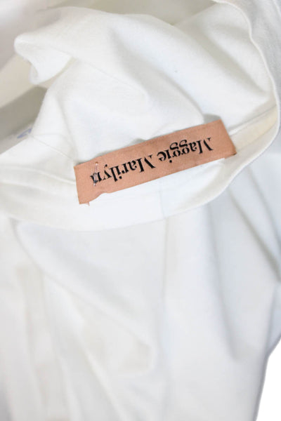 Maggie Marilyn Womens Cotton Short Sleeve Round Neck Top White Size M