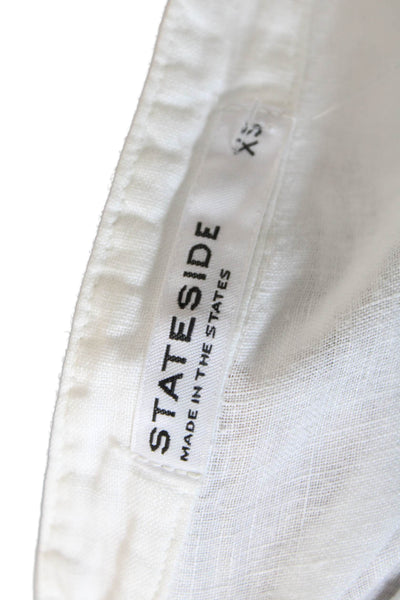 Stateside Womens Cotton V-neck Long Sleeve Button Casual Top White Size XS