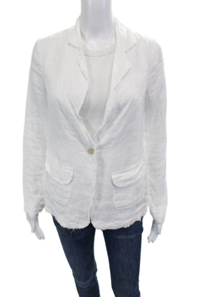 Stark Womens Cotton Button Long Sleeve Lined Collared Top White Size S