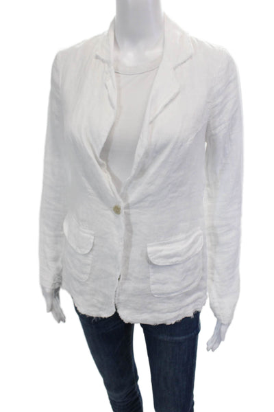 Stark Womens Cotton Button Long Sleeve Lined Collared Top White Size S