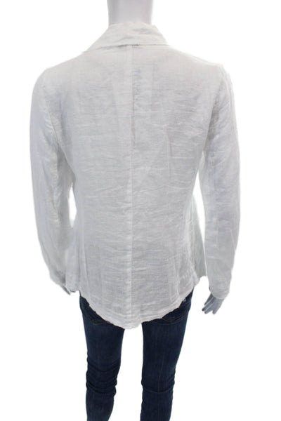 Stark Womens Cotton Button Long Sleeve Lined Collared Top White Size S