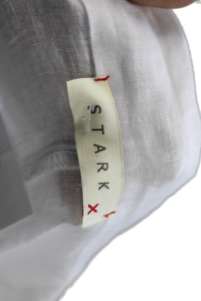 Stark Womens Cotton Button Long Sleeve Lined Collared Top White Size S