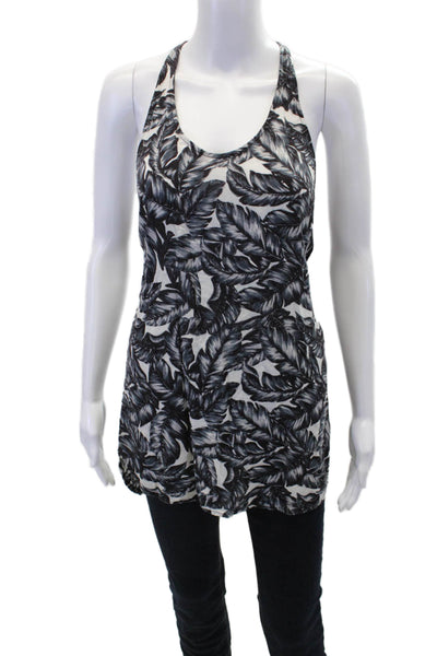 Mikoh Womens Leaf Print Sleeveless Scoop Neck Tank Top Gray Size 2