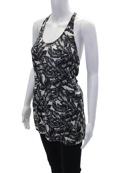 Mikoh Womens Leaf Print Sleeveless Scoop Neck Tank Top Gray Size 2