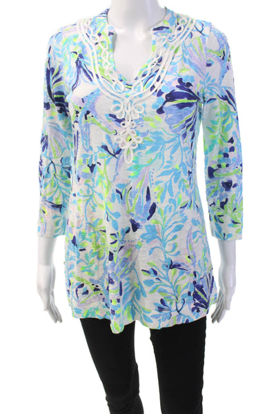 Lilly Pulitzer Women's Short Sleeves Multicolor Tunic Blouse Size XS