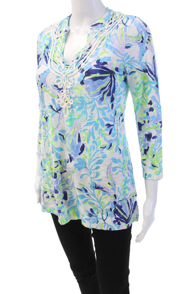 Lilly Pulitzer Women's Short Sleeves Multicolor Tunic Blouse Size XS