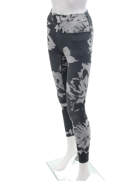 Vuori Womens Textured Lined Floral Printed Slim Leggings Gray Size 2XS