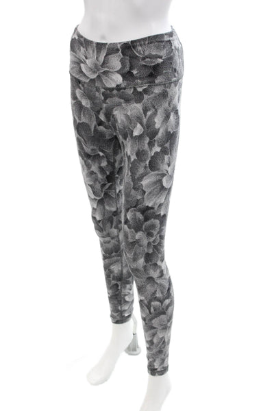 Athleta Womens Textured Lined Ankle Floral Print Leggings Gray Size XS