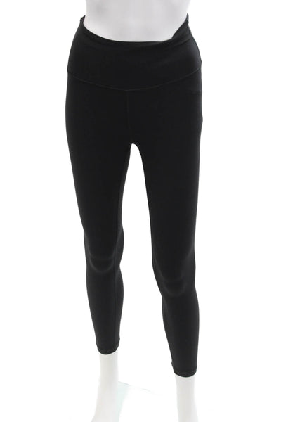 Athleta Womens Spandex Textured Lined Cropped Bottom Leggings Black Size 2XS