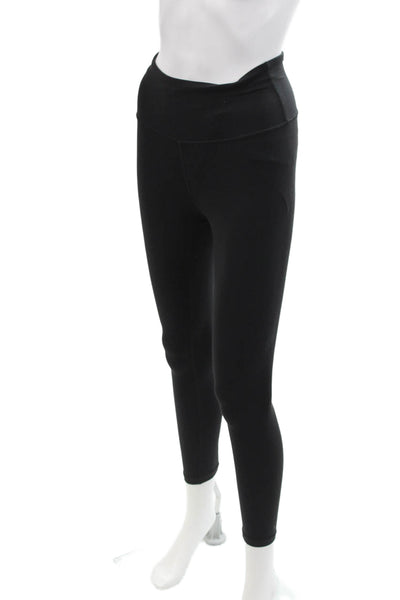 Athleta Womens Spandex Textured Lined Cropped Bottom Leggings Black Size 2XS