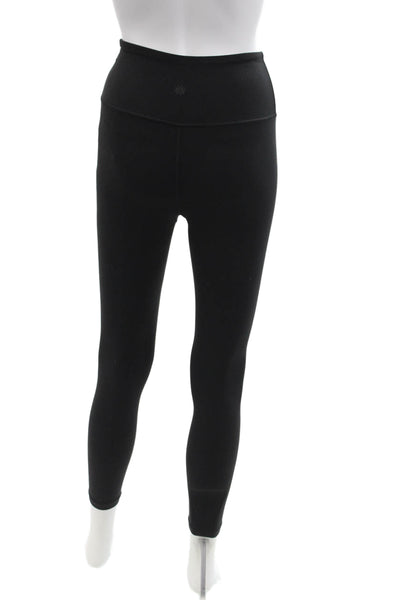 Athleta Womens Spandex Textured Lined Cropped Bottom Leggings Black Size 2XS