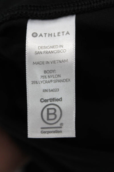 Athleta Womens Spandex Textured Lined Cropped Bottom Leggings Black Size 2XS