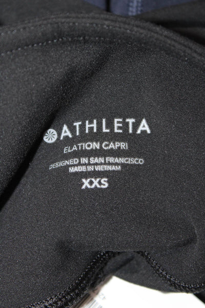 Athleta Womens Spandex Textured Lined Cropped Bottom Leggings Black Size 2XS