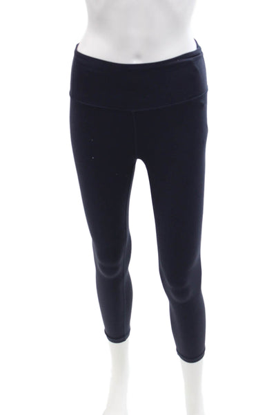 Athleta Womens Textured Lined Cropped Slim Leggings Navy Blue Size XS