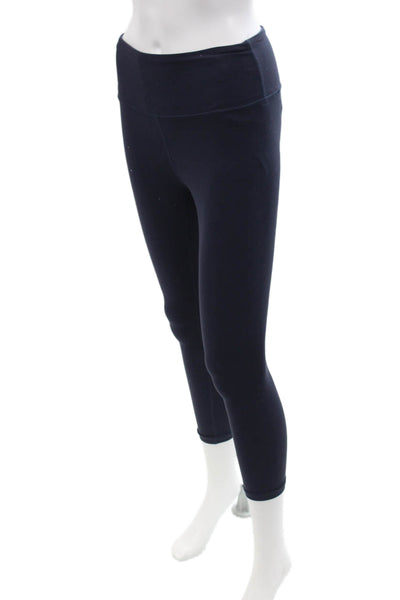 Athleta Womens Textured Lined Cropped Slim Leggings Navy Blue Size XS