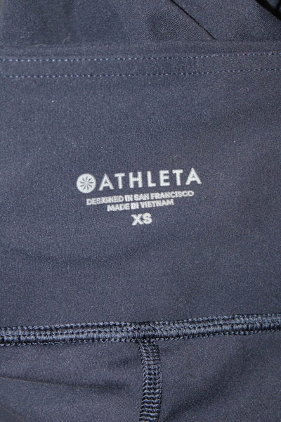 Athleta Womens Textured Lined Cropped Slim Leggings Navy Blue Size XS