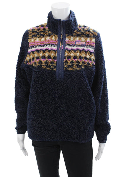 Vineyard Vines Women's Long Sleeves Quarter Zip Pullover Sweater Blue Size XS