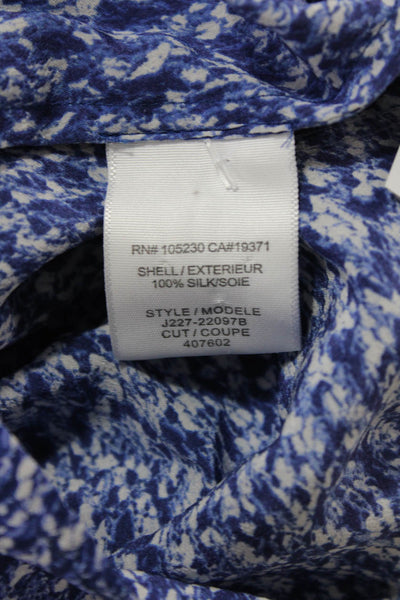 Joie Women's Silk Short Sleeves Printed Basic Workwear Blouse Blue Size XS