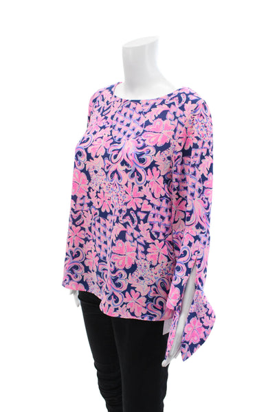 Lilly Pulitzer Women's Round Neck Long Sleeves Multicolor Floral Blouse Size XS