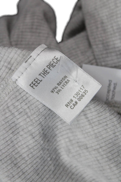 Feel the Piece Terre Jacobs Womens Ribbed Sweatshirt Gray Size Extra Small