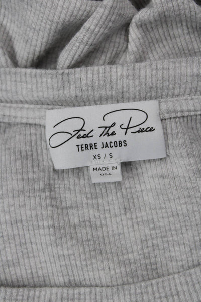 Feel the Piece Terre Jacobs Womens Ribbed Sweatshirt Gray Size Extra Small