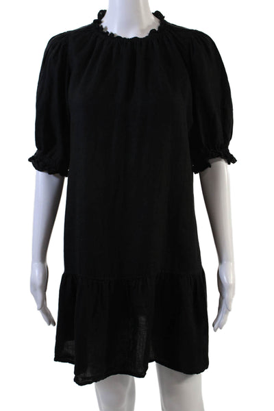 Velvet by Graham & Spencer Womens Linen Long Sleeves Dress Black Size Extra Smal