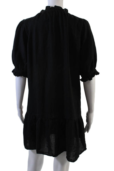 Velvet by Graham & Spencer Womens Linen Long Sleeves Dress Black Size Extra Smal