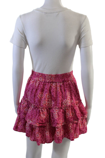 Generation Love Womens Floral Print Tiered A Line Skirt Pink Size Extra Small